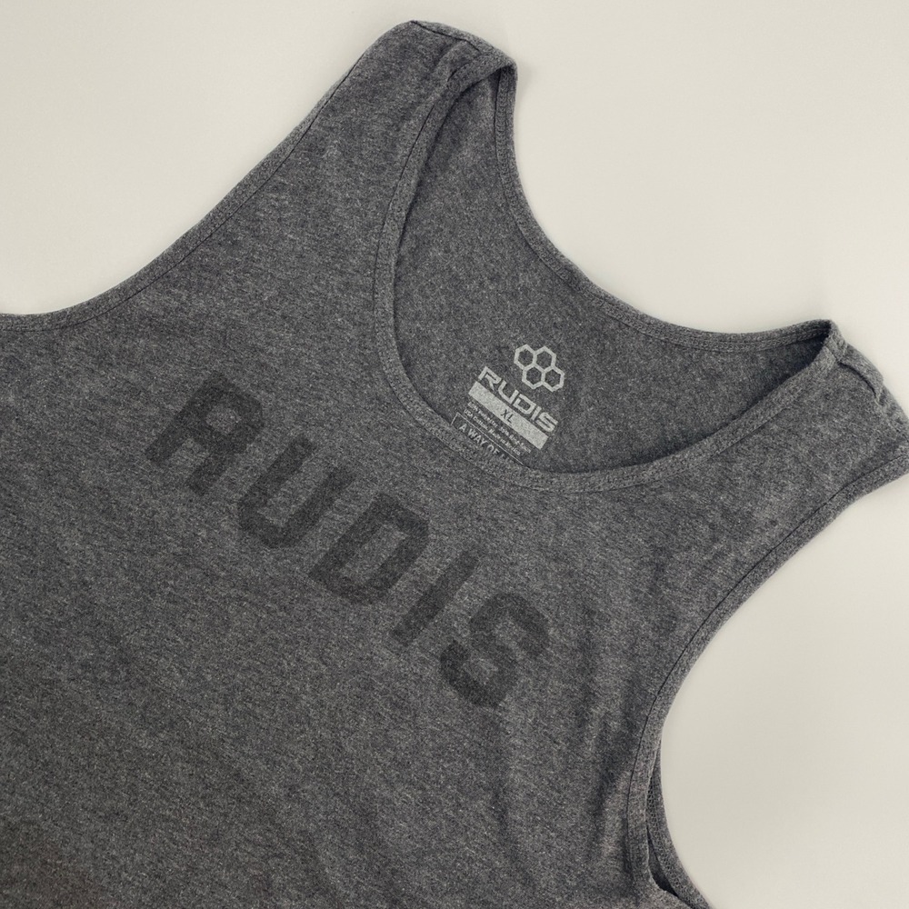 Rudis Tank Top Men XL Gray Wrestling Muscle Shirt USA Flag Athletic Gym Weights